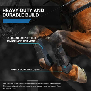 Shock-Absorbing Nylon Horse <b>Brushing</b> <b>Boots</b> Reinforced Strike Pad Adjustable Fit Closure Protect Tendon SP-40000 - Product Image 5