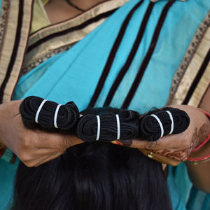 Venta al por mayor Virgen Indian Temple Extensiones de cabello humano Color negro crudo sedoso recto con Super onda suelta estilo profundo cabello humano - Product Image 2