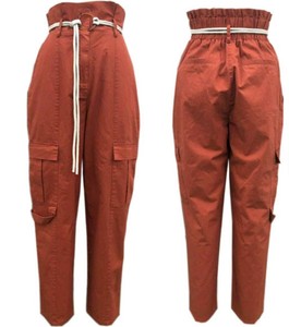 Pantalon cargo décontracté taille haute pour femme, 100 % coton, avec broderie et grandes poches, idéal pour l'automne - Product Image 1