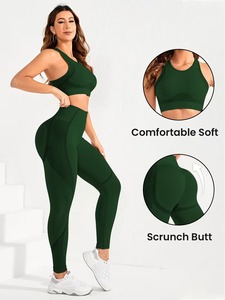 Womens 2 Piece Tracksuit Knit Ventilation Workout Sport Bra and Curved Contour Mesh Lifting <b>Tights</b> Activewear Jogging Pack - Product Image 6
