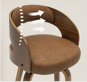 Modern <b>Ergonomic</b> Rotatable Bar Chair with Solid Wood Base and Sturdy Legs for Home Bar Outdoor Hotels Dining Malls - Product Image 2