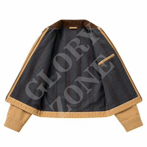 Chaqueta vaquera Glory Zone personalizada, extragrande, con cierre de cremallera de color, estilo urbano moderno, abrigo de invierno para uso unisex. - Product Image 2