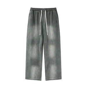 Best selling High Quality Fitness Street Wear Loose Style men's pants Breathable Washed Men's Acid Wash <b>Trousers</b> for sale - Product Image 5