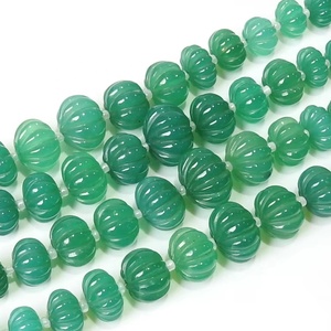 ลูกปัดเคลือบโอนิกซ์สีเขียวขนาด7นิ้วเคลือบเงาทรงฟักทองได้รับการรับรองจากหินธรรมชาติขนาด6-14มม. - Product Image 1