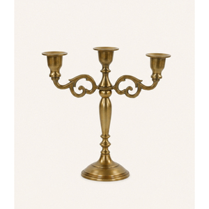 Vintage 3-Arm Candelabra Metal <b>Candle</b> Holder Gold Candlestick Stand for Wedding Table Centerpiece and Event Decor <b>Bulk</b> Supply - Product Image 5