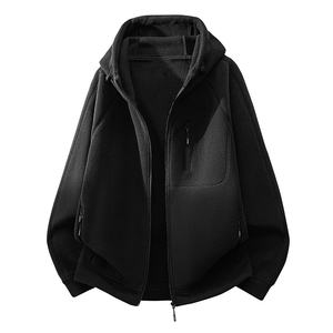 Chaqueta con Capucha de Forro Polar Verde Oliva para Hombre, Cierre Completo, Estilo Casual para Otoño, con Bolsillos con Cremallera y Corte Holgado - Product Image 2