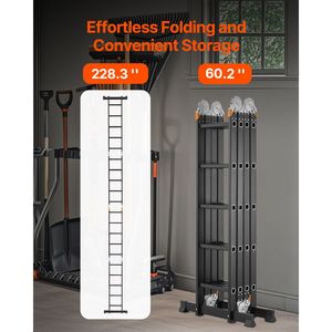 Scala Telescopica Multiuso Pieghevole da 2,35 m (7 1/2 piedi) con 5 Gradini, Resistente, Altezza di Portata 5,8 m (19 piedi) per Uso Domestico - Product Image 5