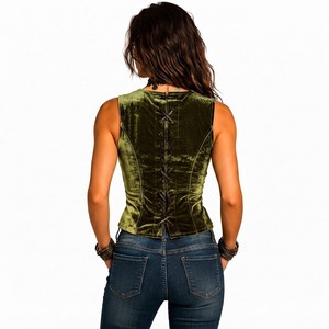 Chaleco Vintage sin Mangas para Mujer, de Poliéster Sólido Impermeable, con Estampado Animal, Cuello en V Profundo, Cárdigan, Ropa Exterior Sexy para Otoño - Product Image 3