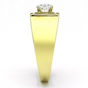 Anello in Acciaio Inossidabile TK728 con Zirconia Cubica di Grado AAA, Placcatura in Oro IP (Ion Plating), Anelli con Moissanite - Product Image 4