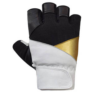 Half Finger Fitness <b>Gloves</b> PU Leather Black White Gold Gym <b>Weight</b> Lifting Unisex Lace-Up Shockproof Breathable Lightweight - Product Image 2