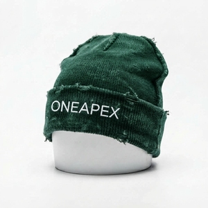 Men's Green <b>Beanie</b> Hat Knit Cuffed Winter Cap Unisex Streetwear <b>Skull</b> Cap Custom Logo Wholesale Fashion Accessory - Product Image 1
