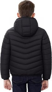 Veste matelassée noire à capuche pour homme, manteau d'hiver chaud et épais décontracté, fermeture éclair, manches longues, coupe-vent léger pour homme - Product Image 4