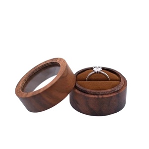 RELOJES RÚSTICO HECHO A MANO Venta al por mayor Propuesta de compromiso Boda Único Doble Ranura Caja de anillo de joyería de madera y resina - Product Image 6