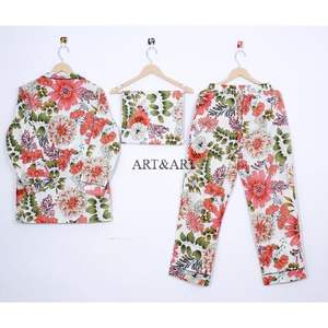 ชุดนอนฤดูร้อนลายดอกไม้ผ้าฝ้าย ดีไซน์ใหม่สวยหรู ขายดี มีหลายขนาดให้เลือกสำหรับผู้หญิง - Product Image 4