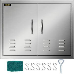 30W X 21H pollici doppia porta con prese d'aria in acciaio inox porte da cucina all'aperto per BBQ isola porta di accesso di stoccaggio per BBQ isola - Product Image 1
