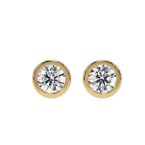 14k Gold Bezel Set <b>Studs</b> Round Brilliant Lab Grown Diamond 2.00 CTW IGI Cetrified Engagement <b>Stud</b> Earrings Everyday Wear Jewelry - Product Image 1