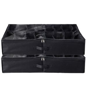Organizzatore Pieghevole in Metallo per Scarpe Sotto il Letto, 32 Scomparti, Finestra Trasparente, Set di 2 - Product Image 2