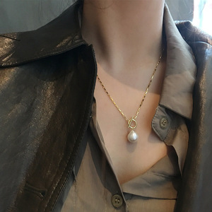 Collier de perles baroques extraterrestres en argent S925, chaîne de pull princesse, polyvalent, luxe léger, pendentif de perles de niche, lumière colorée - Product Image 3