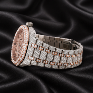 Montre de luxe Raj Gems avec bracelet en acier inoxydable, bracelet de 20 mm, boîtier rond, résistance à l'eau 10 bars, date automatique, cadran en verre, pour homme - Product Image 4