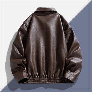 Veste en cuir coupe-vent décontractée, design personnalisé, veste en cuir pour moto, fermeture éclair - Product Image 4