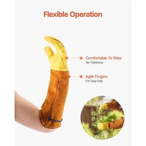 Professional Genuine Cow Leather Gardening <b>Gloves</b> Unisex Planting Gardening Safety <b>Gloves</b> - Product Image 5