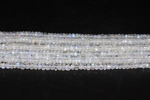 Cuentas Rondelle facetadas de piedra lunar arcoíris natural Cuentas de piedra lunar de 5mm con diseño facetado único - Product Image 5