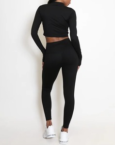 Ensemble 3 pièces pour femmes athlétiques : veste noire à fermeture éclair, soutien-gorge de sport et leggings de performance pour les entraînements, le yoga et la remise en forme - Product Image 5