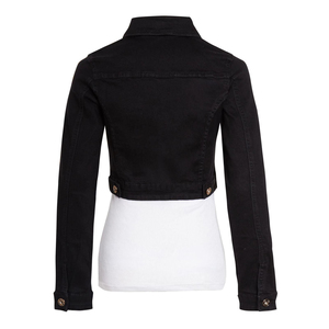Chaqueta vaquera negra para mujer, estilo camionero, manga larga, cuello vuelto, cierre de un solo botón, longitud regular, transpirable y duradera - Product Image 3