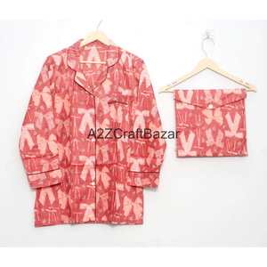 Women 100% Cotton Breathable Pajama Set Floral Print-Elastic Waist Full-Length <b>Pants</b> Soft Summer Sleepwear Loungewear for Summer - Product Image 2