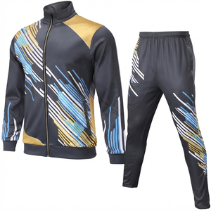 Survêtement polaire à col montant pour homme, 100 % coton, manches longues, fermeture éclair frontale, coupe régulière, taille mi-élastique - Product Image 6