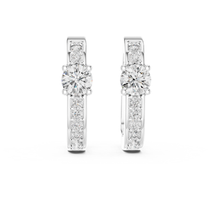 Boucles d'oreilles clous en argent sterling avec diamant central et accent pavé, certifiées IGI, bijoux de luxe pour anniversaires et occasions spéciales - Product Image 2