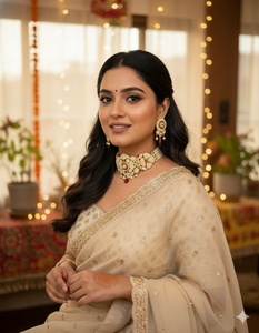 Parure de bijoux ethniques indiens faits à la main en laiton multicolore, plaqué or, avec strass et motif floral, pour femme - Product Image 6