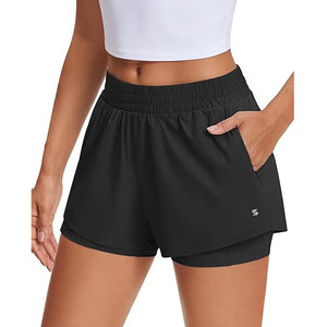 Women's High Waisted Quick Dry Running Shorts <b>Athletic</b> Workout Shorts with Mesh Liner and Zipper Pockets - Product Image 1