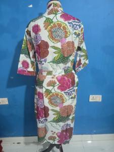 ชุดกิโมโนผ้าฝ้ายทำมือสำหรับผู้หญิง ชุดเดรสยาวลายดอกไม้สำหรับฤดูร้อน ชุดลำลองใส่ชายหาด ชุดนอนสำหรับฤดูใบไม้ผลิและฤดูใบไม้ร่วง - Product Image 6