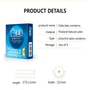 Internat ionaler Standard 510K CE Hochwertige ultra dünne Handelsmarken Geruchlose Latex kondome 3-teilige Ultra-Schmier mittel für Männer - Product Image 2