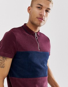Polo en tricot à manches courtes pour homme, style décontracté, avec fermeture éclair et blocs de couleur - Product Image 2