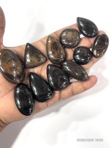 Obsidienne naturelle œil de feu, pierres précieuses brutes, cabochons, formes et tailles variées, environ 20 à 30 mm - Product Image 4