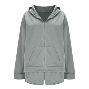 Low MOQ Customized Puff Print Women Hoodies Shorts Set Factory Direct Supply Set Custom Screen Print Women Hoodies Shorts Set - Product Image 5