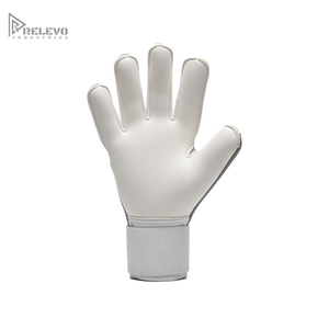 OEM Custom Two-Tone White Grey Goalkeeper <b>Gloves</b> 4mm Contact Latex Palm Seamless Neoprene Body Wrapped Thumb Elastic Wrist Strap - Product Image 4