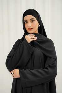 Modern Trendiness Abaya Modest Muslim Women Plus Size Floor Length V Neck Anti-Wrinkle Seamless Waist Tie Button Details Work - Product Image 5