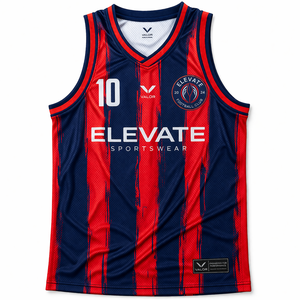 เสื้อบาสเก็ตบอลแบบสั่งทำพิเศษ ไซส์พลัส สำหรับทีมและลีก แห้งเร็ว ระบายอากาศได้ดี ผ้าโพลีเอสเตอร์ 100% พิมพ์ลายชื่อและหมายเลขผู้เล่น - Product Image 1