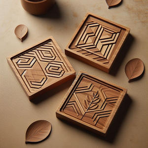 Premium Square Wooden Drink Coasters | <b>Plain</b> Wood Tea Cup Coasters | Eco-Friendly and Durable - Product Image 2