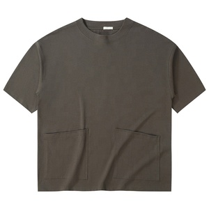 Wholesale Good Quality 230grams Round Neck Cotton T-<b>shirts</b> Drop-shoulder Loose Style Oversized T-<b>shirts</b> With Pockets - Product Image 1