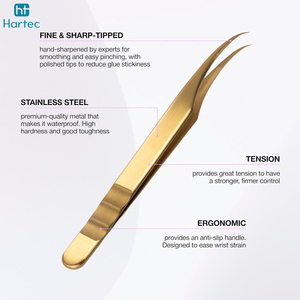 Pointed Stainless Steel Eyelash Tweezers Best Grip Manufacturer Fiber Tip 45 Degree Tweezers For Eyelash Extension - Product Image 6