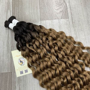 Nuevos productos Extensiones de cabello humano vietnamita a granel Ombre rizado profundo alineado con cutícula cruda de alta calidad - Product Image 4
