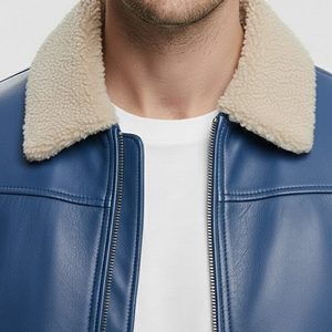 Veste bomber en cuir véritable pour homme, noire, à capuche, en cuir d'agneau véritable ciré marron, veste d'hiver pour homme avec capuche amovible - Product Image 4