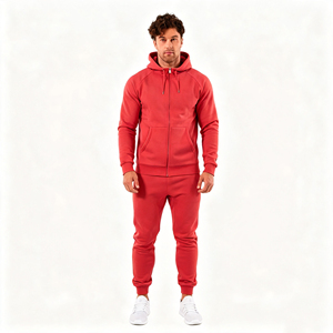 Modern Minimalist Plain Heavyweight Sweat Set <b>Men</b> Deep Front <b>Pouch</b> Pocket Elastic Ankle Cuffs Two Pieces Box - Product Image 5