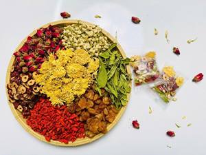 Herbal Slimming Organic Tea Blend Dried Chrysanthemum Orange Peel <b>Red</b> <b>Dates</b> Longan Goji Berries Chia Seeds Loose Leaf Tea Bag 12 - Product Image 2