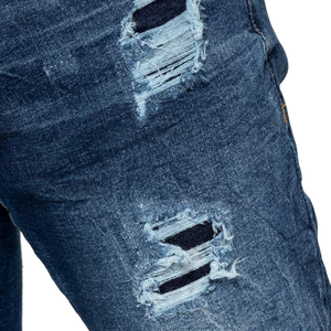 Men's Slim Leg Distressed Grey Denim <b>Jeans</b> High <b>Waist</b> Cotton Spandex Straight Sweatpants Stacked Pattern Manufacturer Direct - Product Image 5