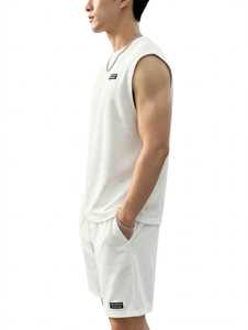 Ensemble T-shirt sans manches et short pour homme ONETEN, blanc uni, décontracté, été, col rond, tenue 2 pièces - Product Image 5